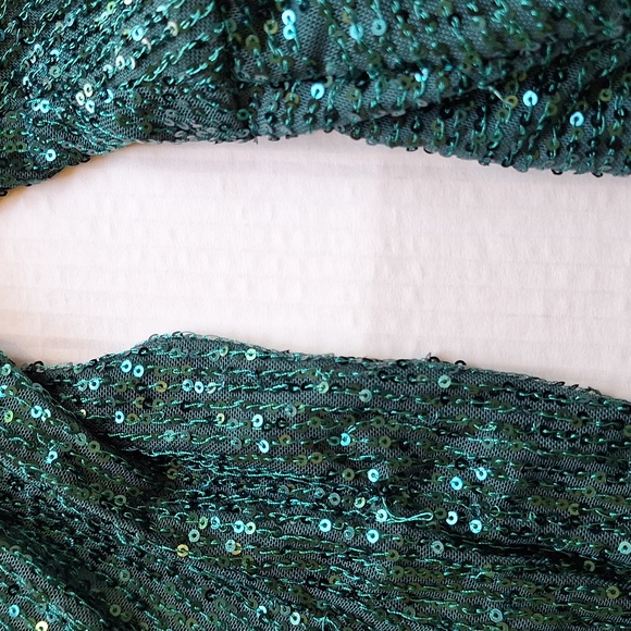 Hello Molly Stand Me Out Sequin Mini Dress Green One Shoulder Party - Picture 7 of 11